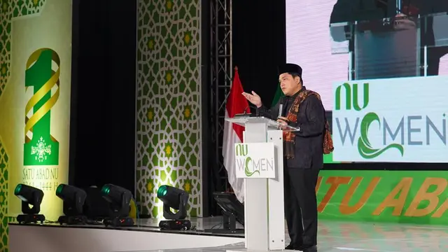 Menteri BUMN Erick Thohir dalam momen NU Women Festival di Jakarta.
