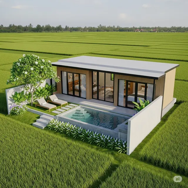 Rumah Sederhana di Tengah Sawah. Foto: Gemini
