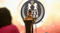 Menko PMK Muhadjir Effendy saat memberikan sambutan mewakili Wakil Presiden RI dalam Anugerah Komisi Perlindungan Anak Indonesia (KPAI) 2020 di Jakarta, Rabu (22/7/2020). (Dok Kementerian Koordinator Bidang Pembangunan Manusia dan Kebudayaan)