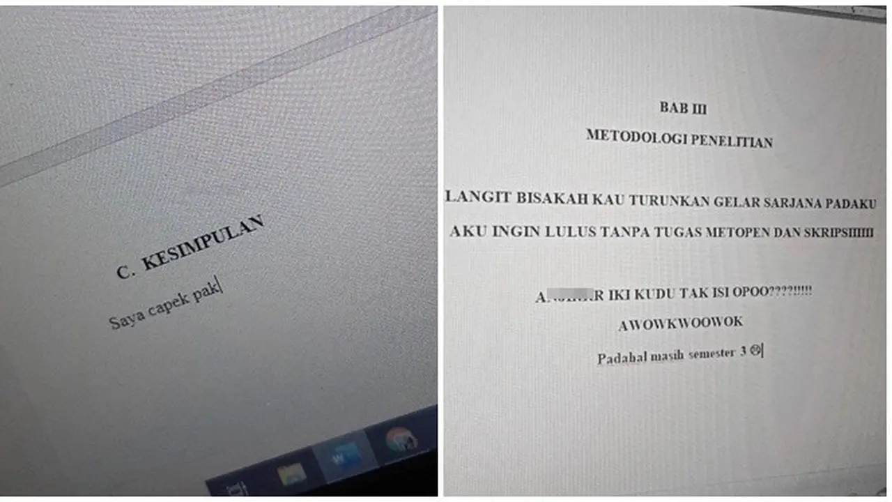 6 Tulisan Kocak di Skripsi Ini Nyeleneh Banget, Sudah Kehabisan Ide