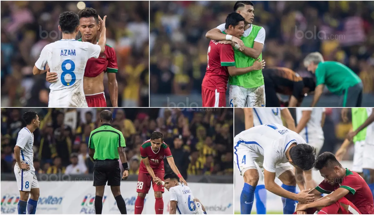 Berikut ini foto-foto yang menunjukan momen keakraban pemain Timnas Indonesia dengan rivalnya Malaysia pada laga semifinal SEA Games 2017. (Bola.com/Vitalis Yogi Trisna)