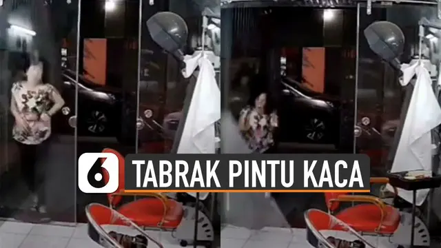 VIDEO: Apes, Perempuan Tabrak Pintu Kaca Saat Masuk ke Dalam Salon
