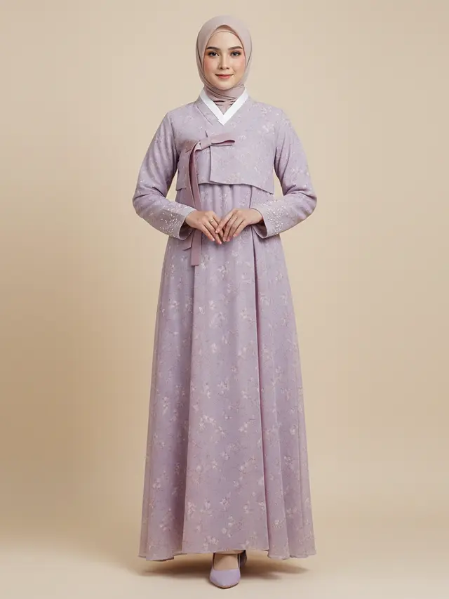 Model Gamis Hanbok Korea 2026 yang Syar'i. AI