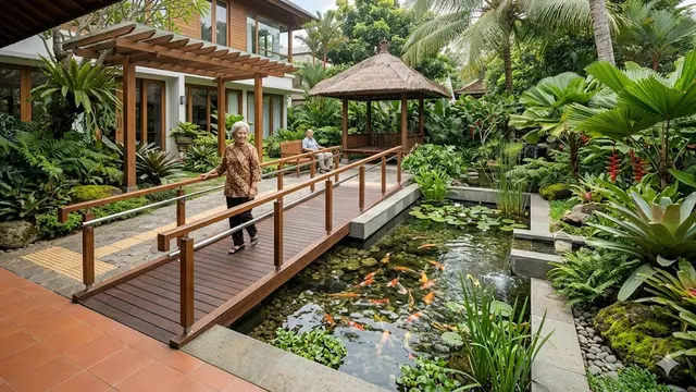 Desain Kolam Ikan Dangkal yang Aman untuk Lansia