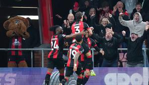 Antoine Semenyo dan Evanilson mencetak gol yang membawa Bournemouth meraih kemenangan mengejutkan 2-1 atas Manchester City. (AP Photo/Kirsty Wigglesworth)
