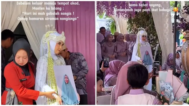 Momen Haru Wanita Bawa Foto Ibu ketika Menikah, Serasa Didampingi Ibunda