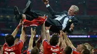 Jupp Heynckes yang pernah melatih Real Madrid dan Bayern Munchen menempati posisi teratas daftar pelatih dengan rasio kemenangan tertinggi di Liga Champions dengan meraih 41 kemenangan dari 59 pertandingan atau 69,5 persen. (AFP/Patrik Stollarz)