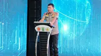 Kapolri Jenderal Idham Aziz ketika memberikan arahan saat peluncuran aplikasi Lancang Kuning Nusantara di Pekanbaru. (Liputan6.com/M Syukur)