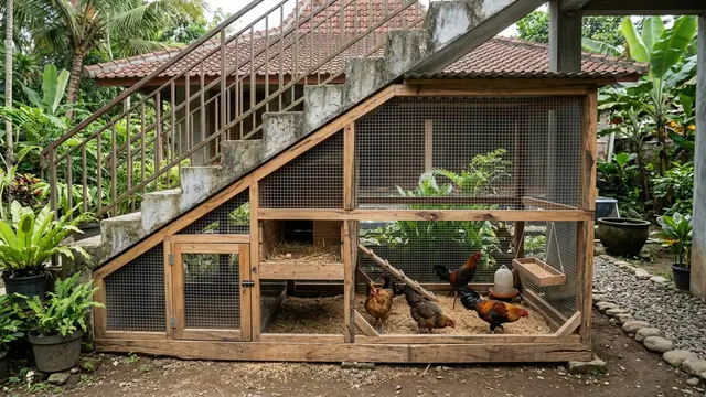 Ide Kandang Ayam di Bawah Tangga (AI Generated)