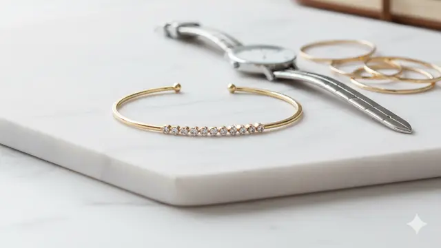 Model Gelang Emas Berlapis Kristal (Foto: Gemini AI)