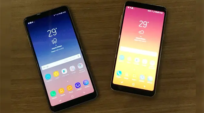 Galaxy A8 dan Galaxy A8+. /Agustin Setyo W.