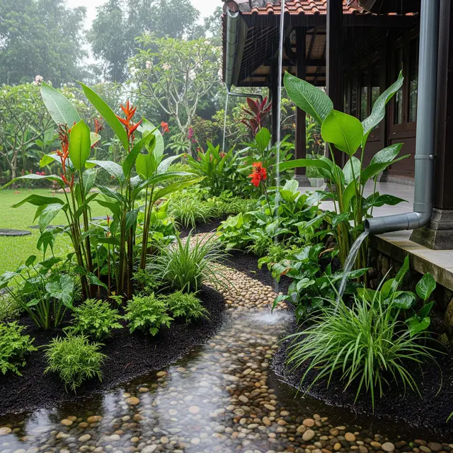 Ide Kebun dengan Saluran Air Hujan