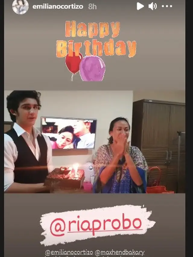Ria Probo terkejut mengetahui kedatangan Emiliano Cortezo (Instagram Stories)
