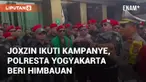 Kasat Lantas Polresta Yogyakarta memberi himbauan tertib berlalu lintas. Lokasi himbauan berada di Jl Parangtritis, depan Hotel Matahari