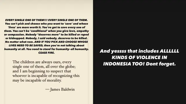 Postingan Agnez Mo yang menyuarakan seruan untuk Palestina. (Instagram.com/@agnezmo