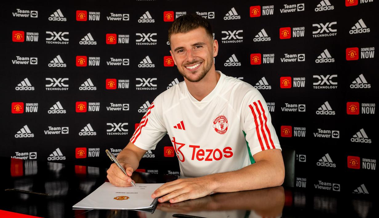Mason Mount tercatat menjadi pemain dengan nilai tranfer termahal sementara pada bursa transfer pemain musim 2023/2024. Pada 5 Juli 2023, Manchester United sepakat mengeluarkan mahar kepada Chelsea sebesar 64,2 juta euro atau setara Rp1,07 triliun dengan durasi kontrak selama 5 tahun. (twitter.com/ManUtd)