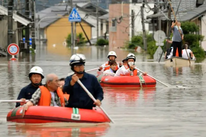 Banjir di Jepang akhir pekan ini (8/7) (Kyodo News Agency via ABC)
