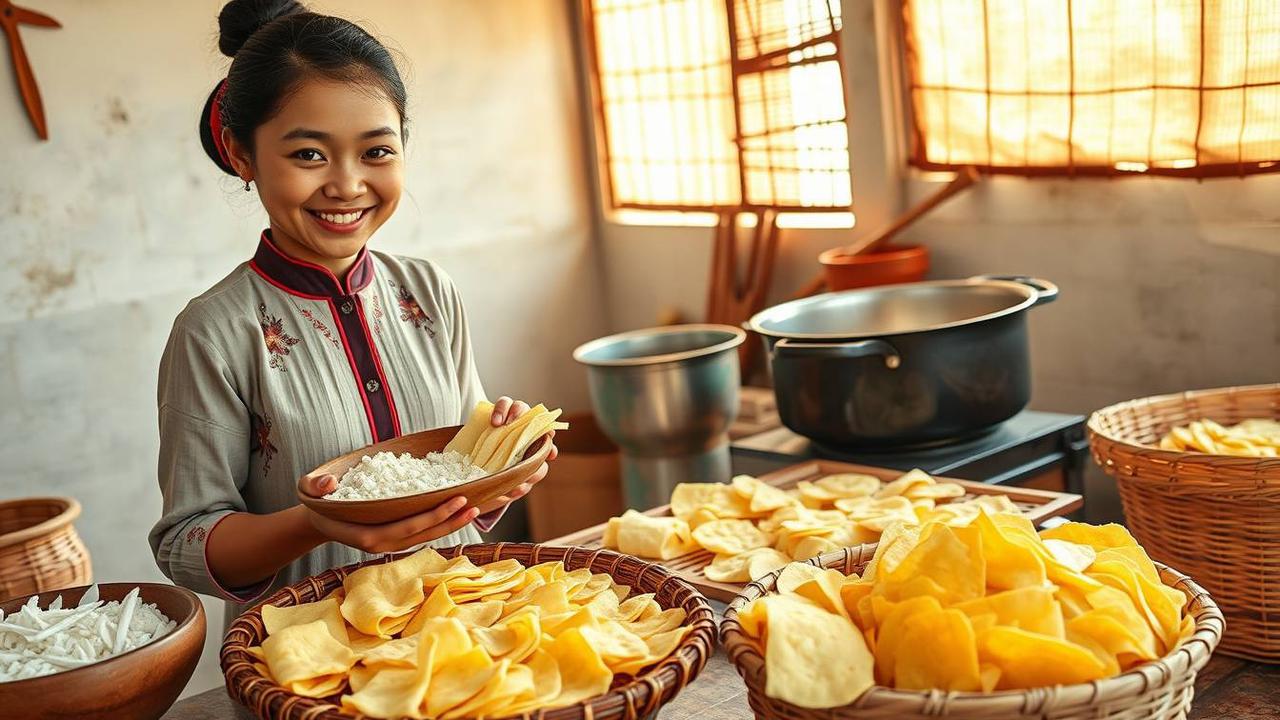 cara membuat kerupuk nasi dengan tepung kanji