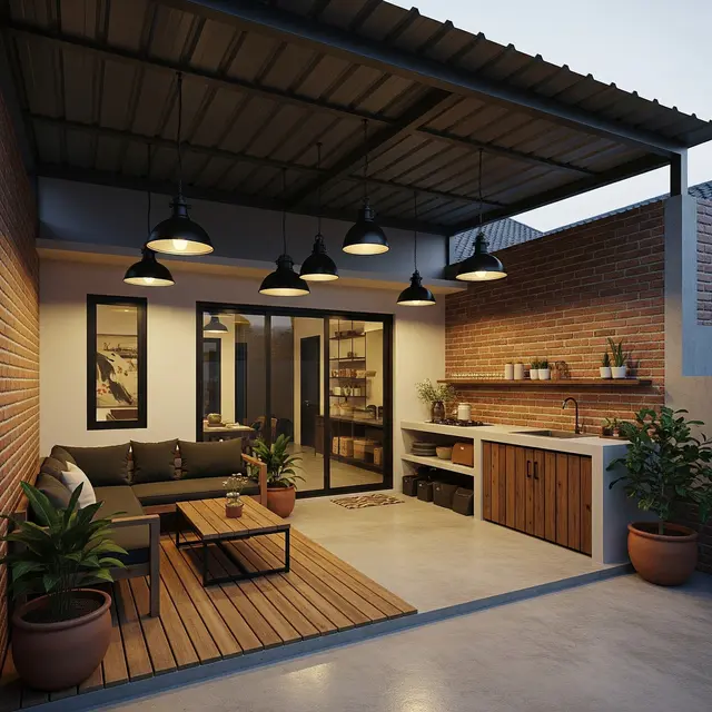9 Model Teras Minimalis Ala Industrial Fungsional di Belakang Rumah, Paduan Estetika
