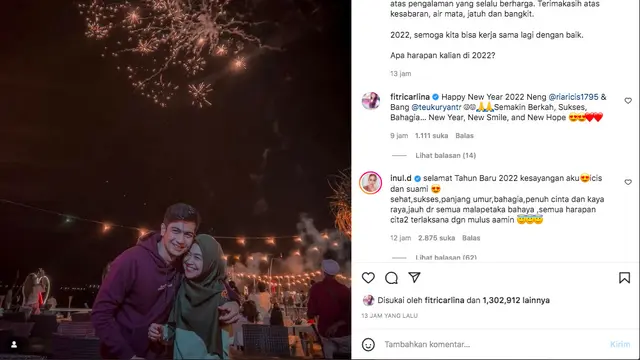 Ria Ricis Perdana Rayakan Tahun Baru Bareng Suami (Instagram/riaricis1795)