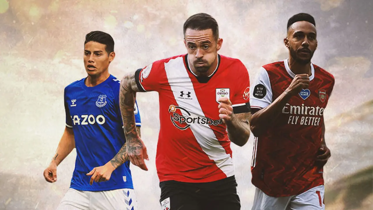 Premier League - James Rodriguez, Danny Ings, Pierre-Emerick Aubameyang