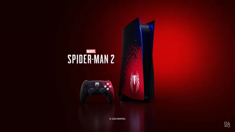 Tampilan konsol PS5 edisi khusus terbatas Marvel's Spider-Man 2 (PlayStation)