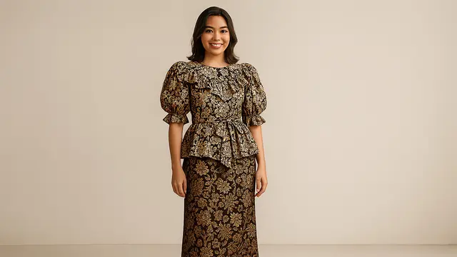 Kombinasi Puff Sleeve dan Kain Batik Klasik/Ilustrasi gambar oleh AI