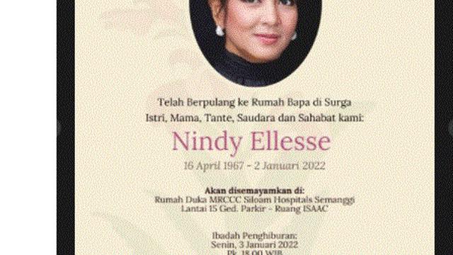 Jenazah Nindy Ellesse akan dimakamkan di San Diego Hills