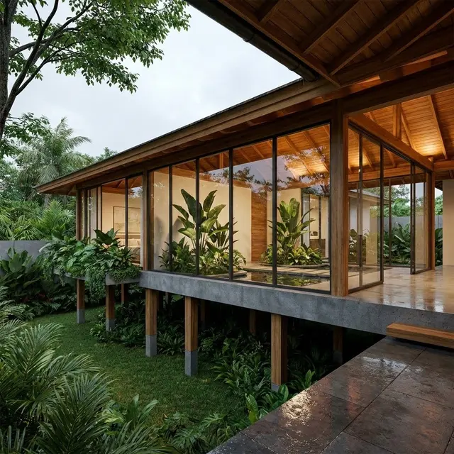 Desain Rumah Modern Tropis 1 Lantai Tren 2026