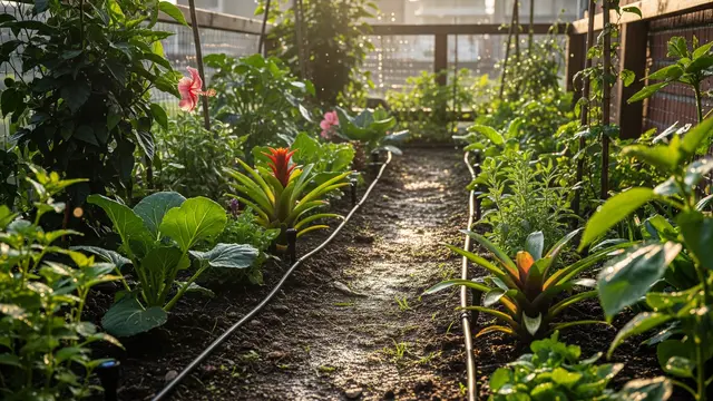 Kebun dengan Sistem Irigasi Tetes (Drip Irrigation Garden)