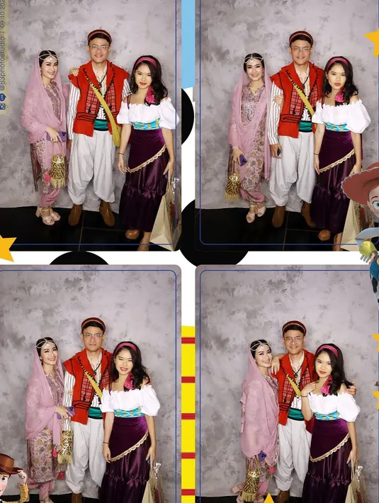 Tidak sendiri, Iis Dahlia hadir bersama suami dan putrinya, Salsa. Penyanyi dangdut berusia 51 tahun itu mengenakan cosplay Jasmine. [Instagram/isdadahlia]