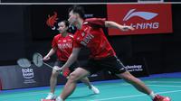 Ganda campuran Indonesia, Rinov Rivaldy/Pitha Haningtyas Mentari, tampil pada babak pertama Singapore Open 2022, Rabu (13/7/2022). (PBSI)