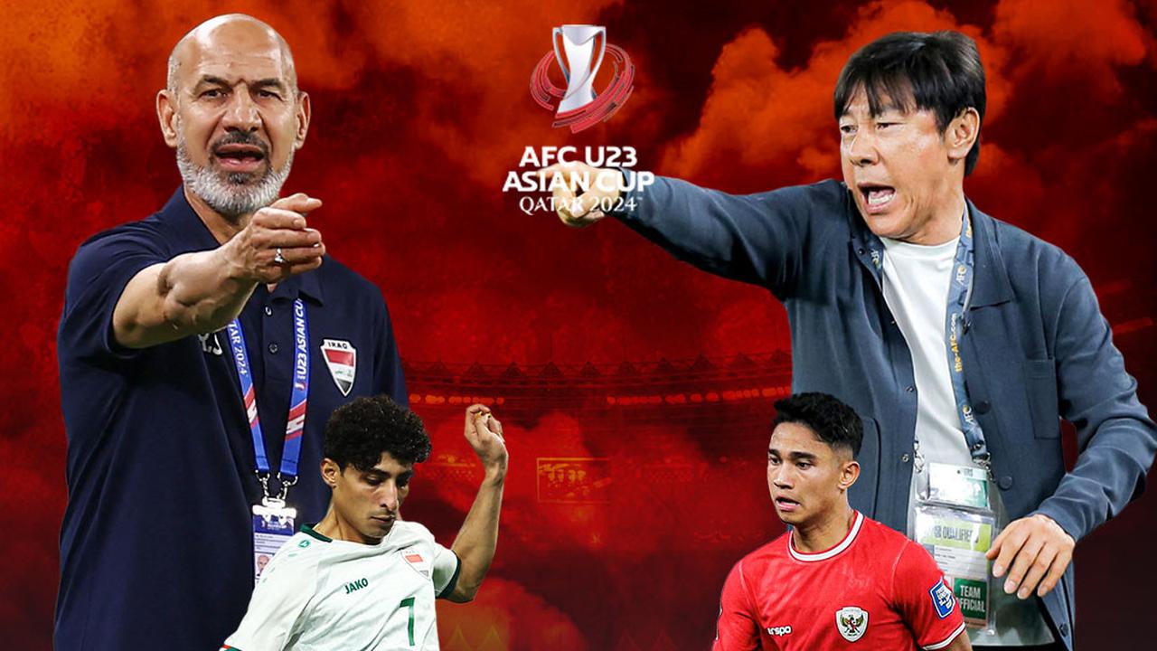 Piala Asia U-23 - Irak Vs Timnas Indonesia U-23 - Radhi Shenaishil, Ali Jasim Vs Shin Tae-yong, Marselino Ferdinan