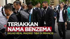 Berita video sejumlah fans meneriakkan nama Karim Benzema saat skuad Real Madrid tiba di Prancis jelang laga Final Liga Champions 2021/2022, Kamis (26/5/2022).