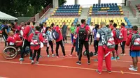 Tim atletik Indonesia yang akan berlaga pada ASEAN Para Games 2017 berlatih di Stadion Bukit Jalil, Kuala Lumpur, Malaysia, Sabtu (16/9/2017). (Humas CDM APG)
