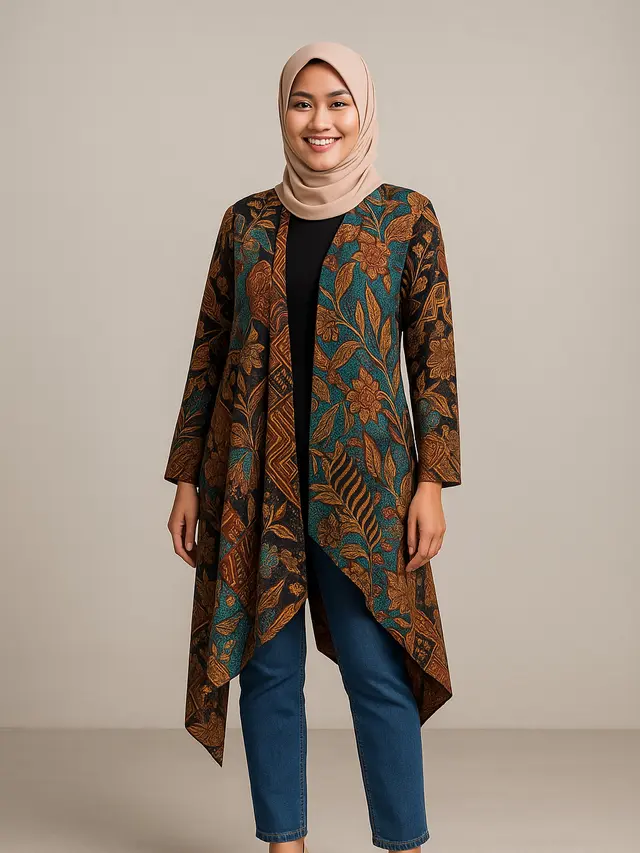 Model Cardigan Batik Panjang Terbaru 2025/ Ilustrasi AI