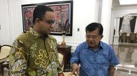 Ada pertemuan JK dengan Anies sebelum orang nomor satu di Jakarta itu dilantik di Istana Negara. (Liputan6.com/Putu Merta SP)