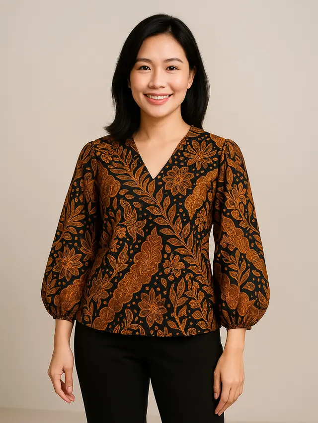 Model Blouse Batik Lengan Bishop yang Lagi Tren/Ilustrasi AI