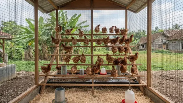 Model Kandang Ayam dengan Tempat Bertengger Bertingkat