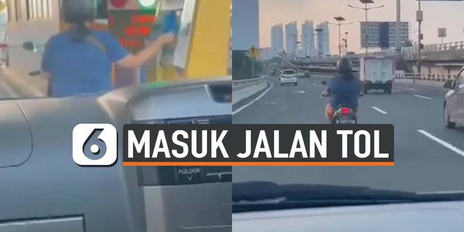 VIDEO: Viral Emak-Emak Naik Motor Masuk Jalan Tol