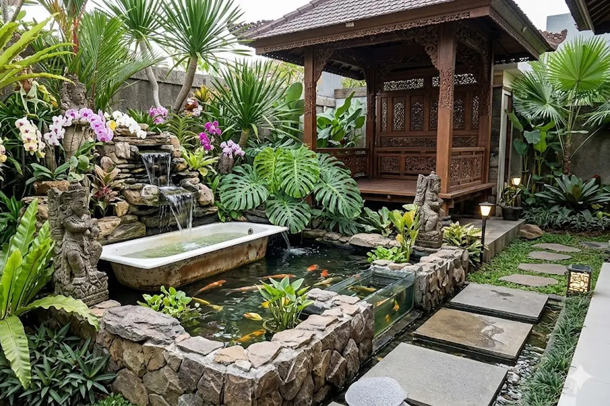 Inspirasi Kolam Ikan dari Bak Bekas yang Tampil seperti Taman Mahal