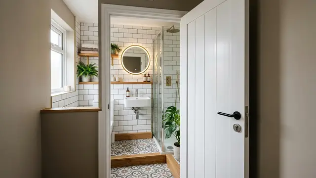 Pintu PVC Buka Satu Arah dengan Daun Pintu Tipis (AI Generated)