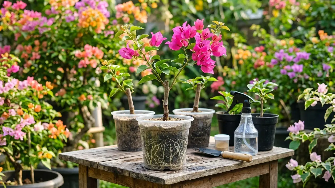 Stek Bunga Bougenville agar Cepat Berakar dan Rajin Berbunga (AI Generated)