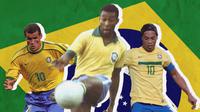 Ilustrasi - Rivaldo, Pele, Ronaldinho (Bola.com/Bayu Kurniawan Santoso)