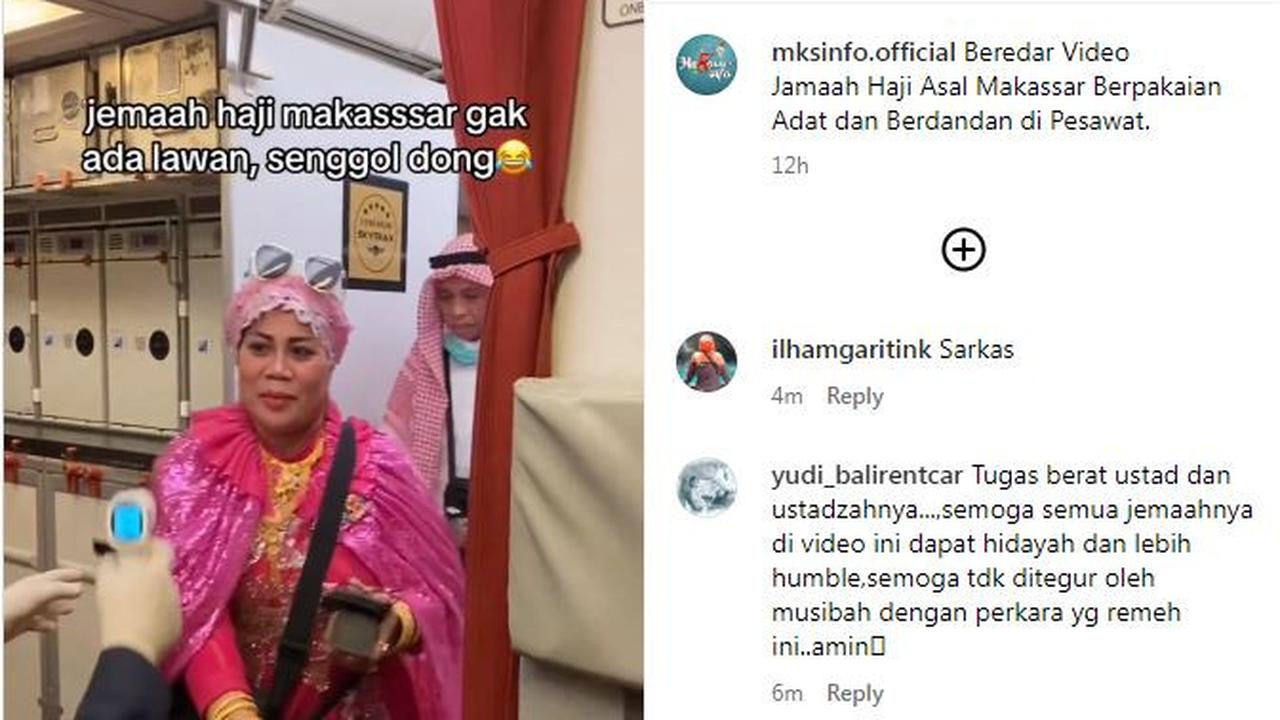 Viral di media sosial jemaah haji asal Makassar berdandan nyentrik saat akan turun dari pesawat sepulang dari Tanah Suci.
