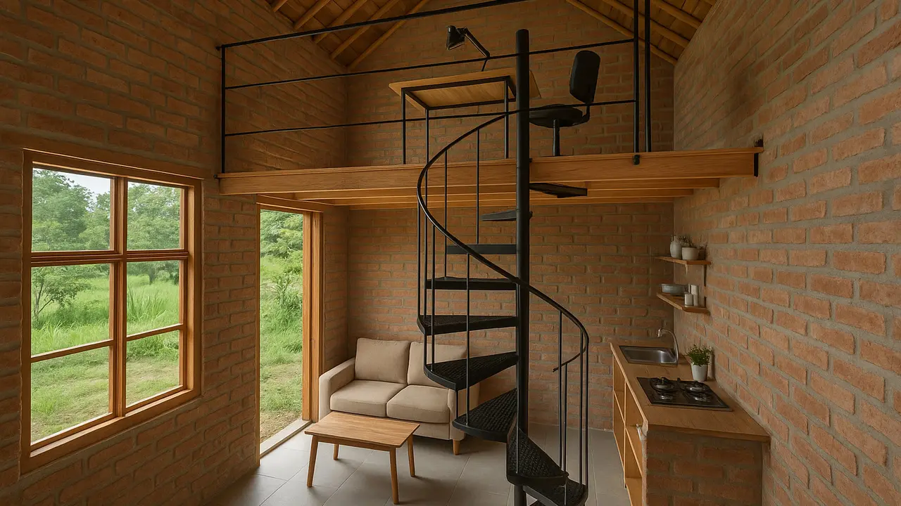 Model Rumah Mungil di Desa dengan Mezzanine Minimalis (Foto: ChatGPT)