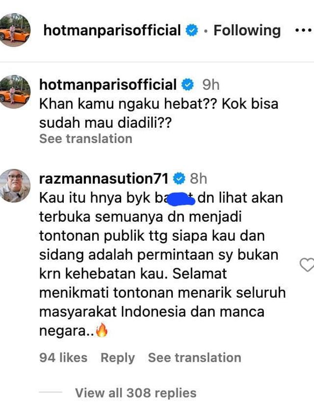 Unggahan Hotman Paris. (Foto: Dok. Instagram @hotmanparisofficial)