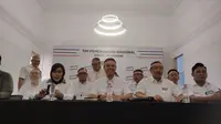Konferensi Pers Pelaksanaan Acara Kumpul Akbar Ber1 Berani Berubah di Rumah Pemenangan AMIN, Kamis (8/2/2024). (Liputan6.com/Winda Nelfira)