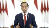 Presiden Indonesia Joko Widodo atau Jokowi menyampaikan pidato secara virtual di Sidang Majelis Umum PBB, Rabu (22/9/2021). Jokowi menyebut potensi kekerasan dan marjinalisasi perempuan di Afghanistan, kemerdekaan Palestina, dan krisis politik Myanmar harus jadi fokus bersama. (UN Web TV via AP)
