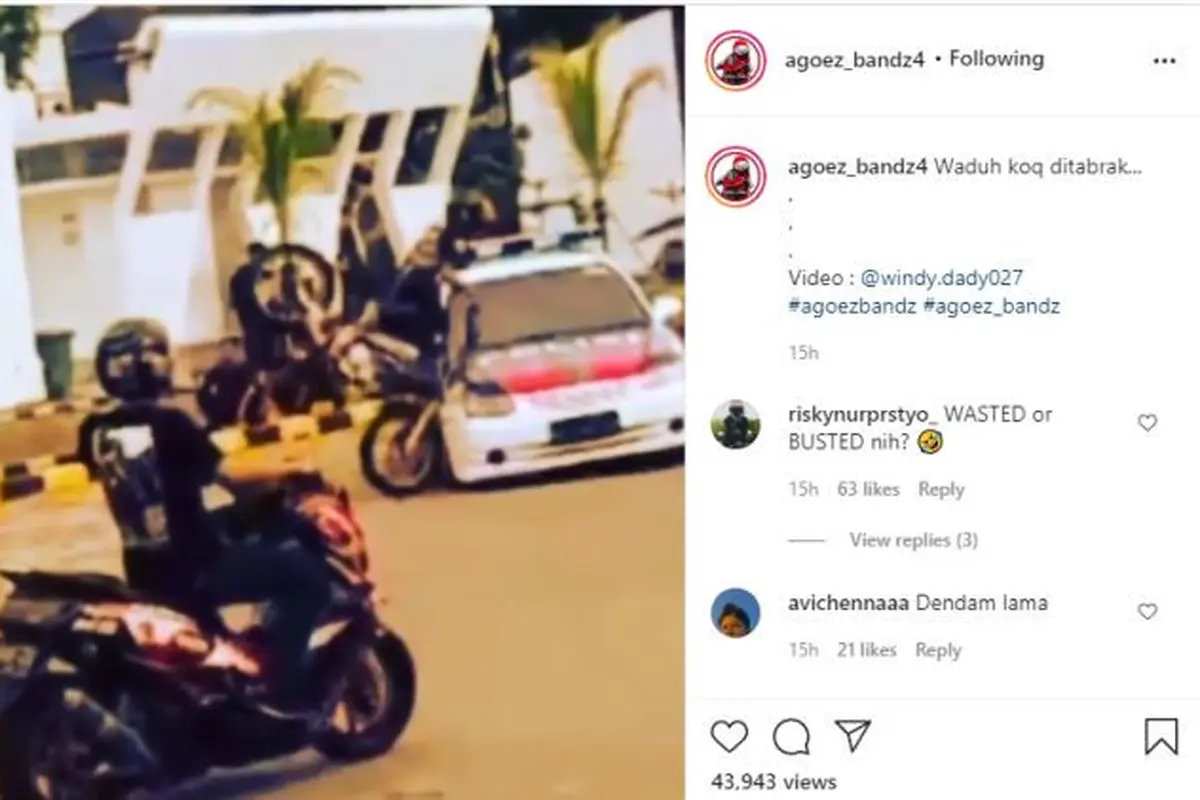 Lagi Asik Freestyle Malah Nabrak Mobil Polisi (Instagram @agoez_bandz4)